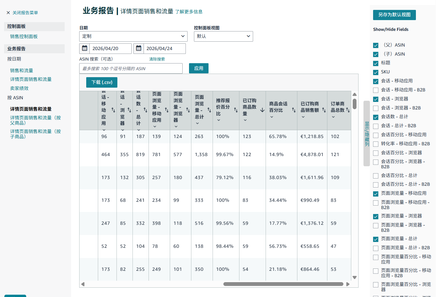亚马逊业务报告术语